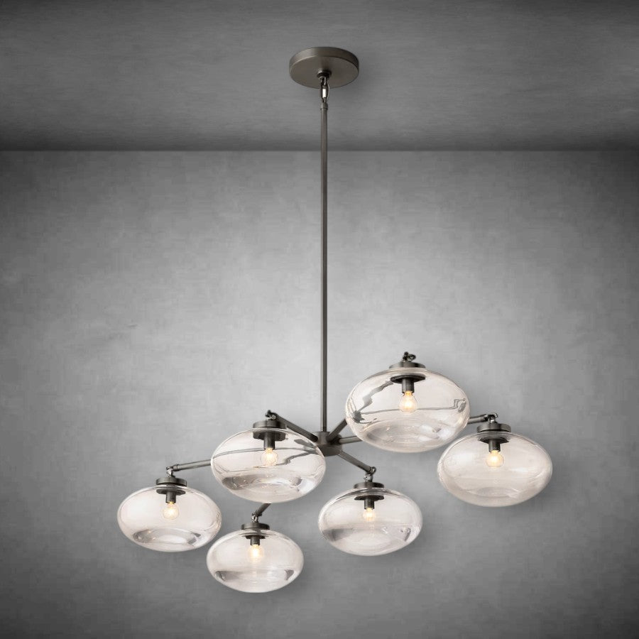 Calus Clear Glass Mobile Linear Chandelier