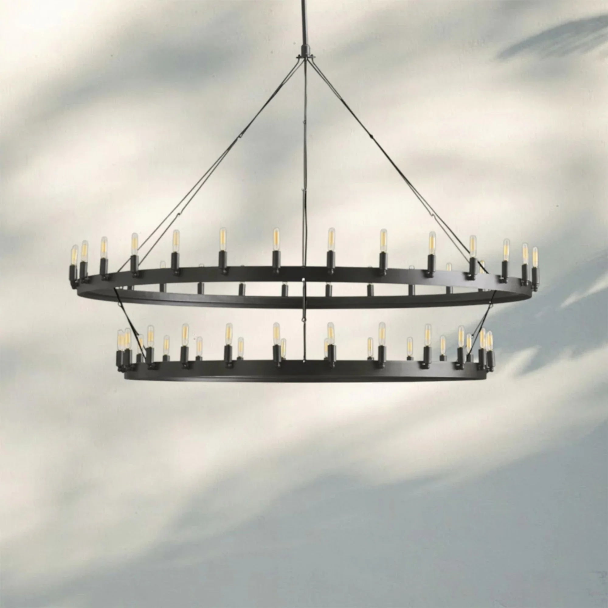 Camina Vintage Filament 2-Tier Round Chandelier 63''