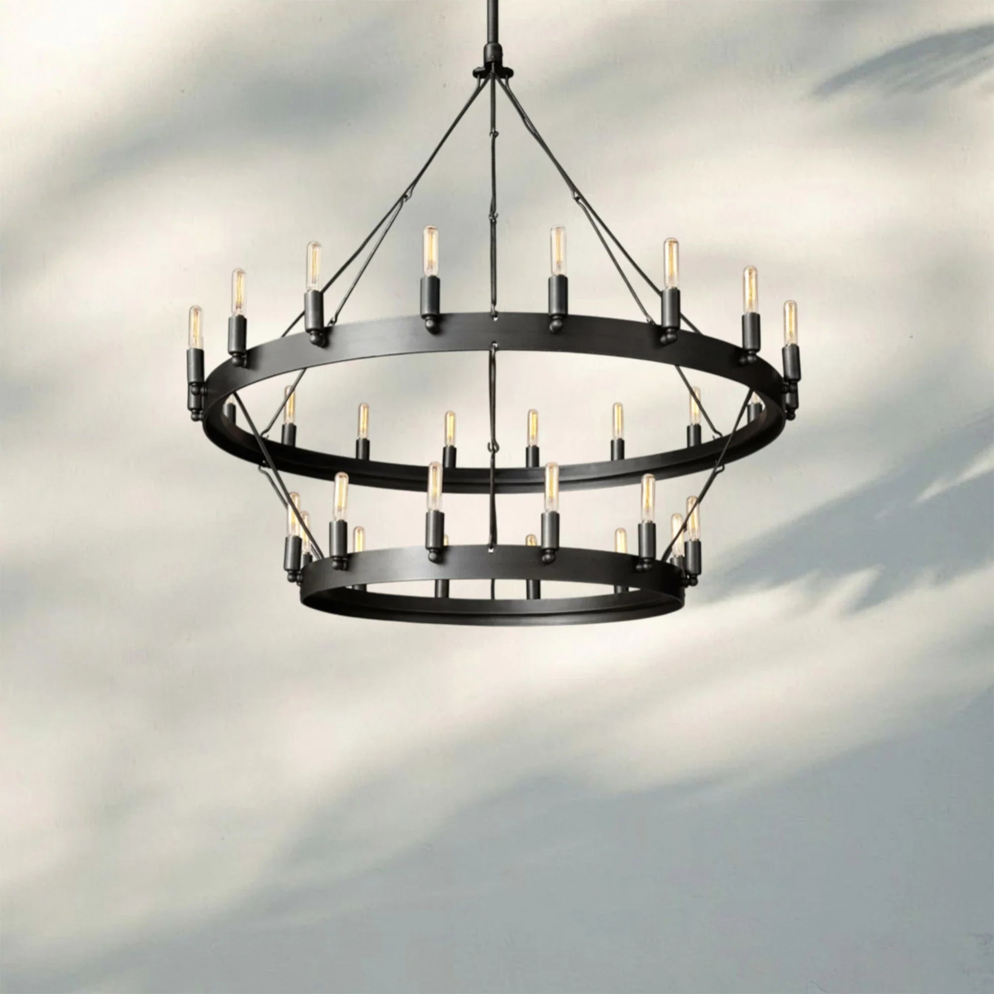 Camina Vintage Filament Two-Tier Round Chandelier 38"