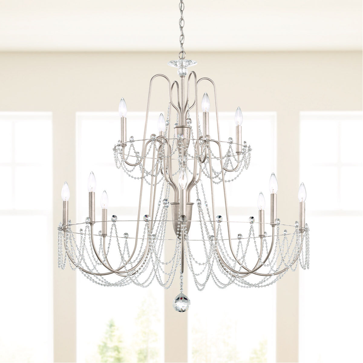 Esmeralda 2-Tier Crystal Chandelier 37"