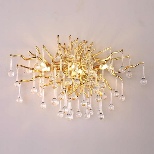 Rain Tree Crystal Teardrop Wall Sconce Gold Diameter 17"-W17" X H12.6"-Arialamps