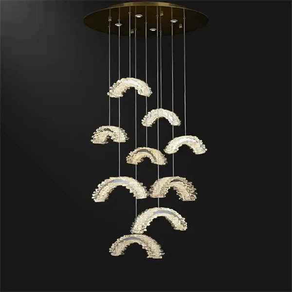 Rainbow Modern Rock Crystal Staircase Chandelier - Arialamps
