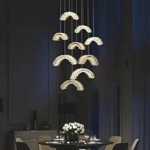 Rainbow Modern Rock Crystal Staircase Chandelier - Arialamps