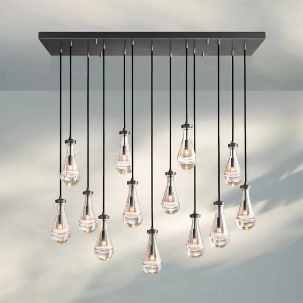 Raindrop Glass Linear Chandelier 54'' 72''-54‘’-Bronze-