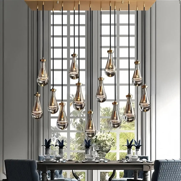 Raindrop Glass Linear Chandelier 54'' 72''-Arialamps