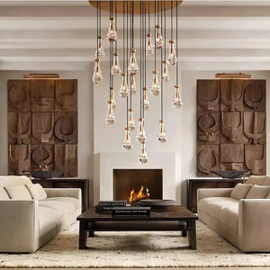 Raindrop Glass Linear Chandelier 54'' 72''-Arialamps