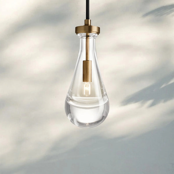 Raindrop Pendant Rod & Cord-Pendant Light For Bedroom,Pendant Light For dining room-Lacquered Brass-Cord-Arialamps