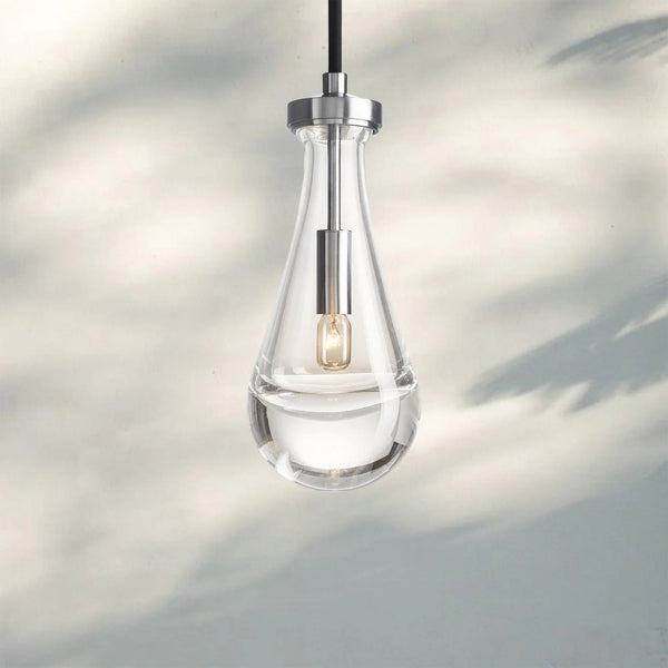 Raindrop Pendant Rod & Cord-Pendant Light For Bedroom,Pendant Light For dining room-Satin Nickel-Cord-Arialamps