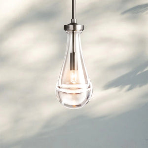 Raindrop Pendant Rod & Cord-Pendant Light For Bedroom,Pendant Light For dining room-Satin Nickel-Rod-Arialamps