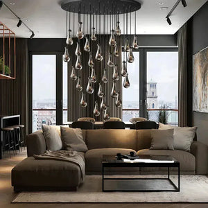Raindrop Round Chandelier Modern Luxury Glass Chandelier For Living Room-Arialamps