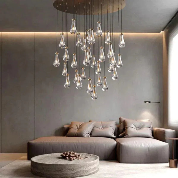 Raindrop Round Chandelier Modern Luxury Glass Chandelier For Living Room-Arialamps