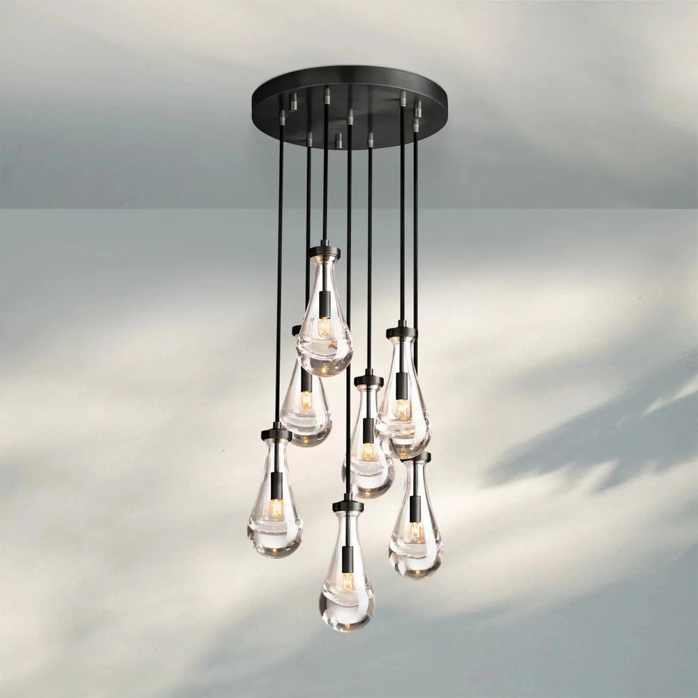 Raindrop Round Chandelier Modern Luxury Glass Chandelier For Living Room-18''-Vintage Brass-