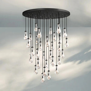 Raindrop Round Chandelier Modern Luxury Glass Chandelier For Living Room-60''-Matte Black-