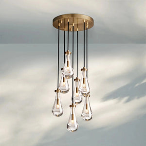 Raindrop Round Chandelier Modern Luxury Glass Chandelier For Living Room-18''-Vintage Brass-