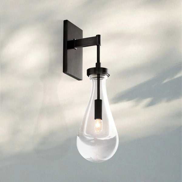 Raindrop Sconce Rod & Cord-wall sconce for bedroom,wall sconce for dining room,wall sconce for stairways,wall sconce for foyer,wall sconce for bathrooms,wall sconce for kitchen,wall sconce for living room-Matte Black-Cord-Arialamps