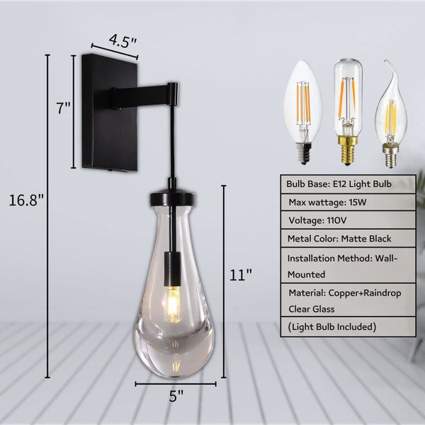 Raindrop Sconce Rod & Cord-wall sconce for bedroom,wall sconce for dining room,wall sconce for stairways,wall sconce for foyer,wall sconce for bathrooms,wall sconce for kitchen,wall sconce for living room-Arialamps