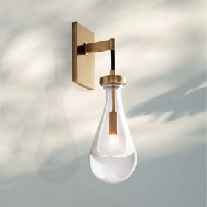 Raindrop Sconce Rod & Cord-wall sconce for bedroom,wall sconce for dining room,wall sconce for stairways,wall sconce for foyer,wall sconce for bathrooms,wall sconce for kitchen,wall sconce for living room-Vintage Brass-Cord-Arialamps