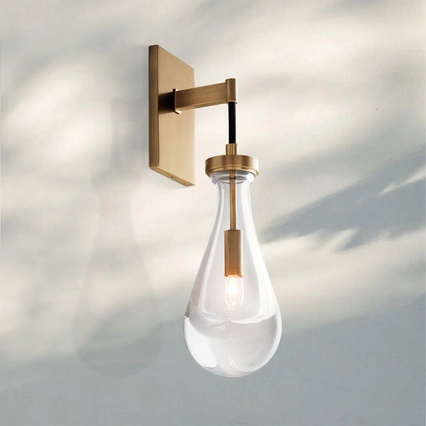 Raindrop Sconce Rod & Cord-wall sconce for bedroom,wall sconce for dining room,wall sconce for stairways,wall sconce for foyer,wall sconce for bathrooms,wall sconce for kitchen,wall sconce for living room-Vintage Brass-Cord-Arialamps