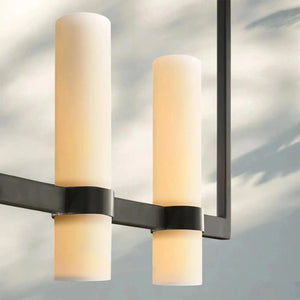 Ravalla Linear Milk Glass Chandelier 59'' 71'' - Arialamps