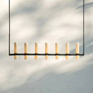 Ravalla Linear Milk Glass Chandelier 59'' 71'' - Arialamps