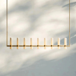 Ravalla Linear Milk Glass Chandelier 59'' 71'' - Arialamps