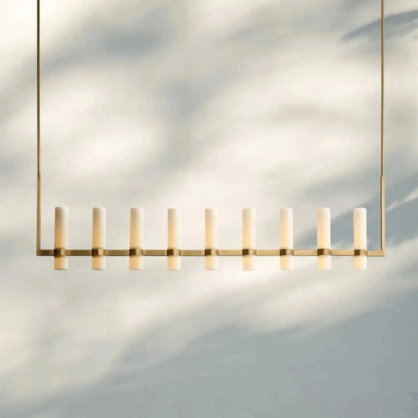 Ravalla Linear Milk Glass Chandelier 59'' 71'' - Arialamps