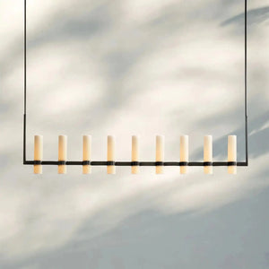 Ravalla Linear Milk Glass Chandelier 59'' 71'' - Arialamps