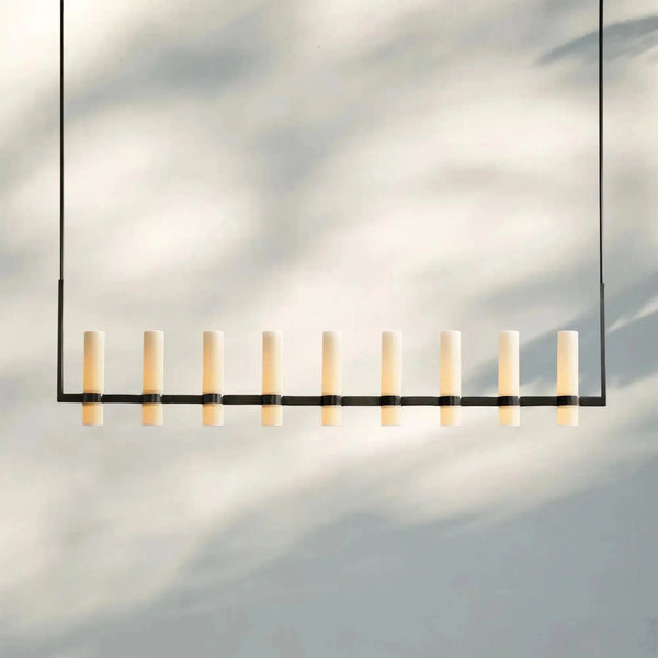 Ravalla Linear Milk Glass Chandelier 59'' 71'' - Arialamps