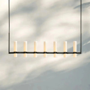Ravalla Linear Milk Glass Chandelier 59'' 71'' - Arialamps