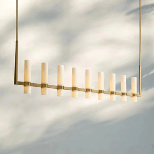 Ravalla Linear Milk Glass Chandelier 59'' 71'' - Arialamps