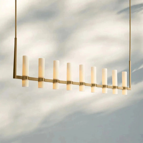 Ravalla Linear Milk Glass Chandelier 59'' 71'' - Arialamps