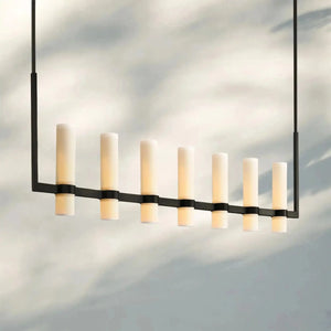 Ravalla Linear Milk Glass Chandelier 59'' 71'' - Arialamps