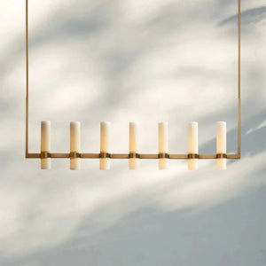 Ravalla Linear Milk Glass Chandelier 59'' 71'' - Arialamps