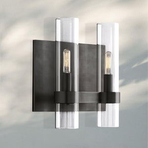 Ravella Glass Double Wall Sconce-Bronze-