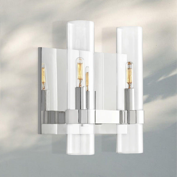 Ravella Glass Double Wall Sconce-Polished Nickel-