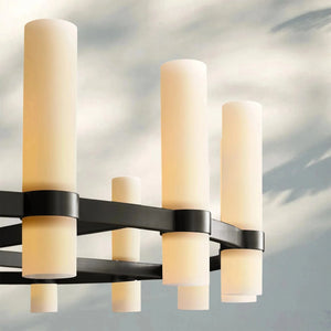 Ravella Round Milk Glass Chandelier 36'' - Arialamps