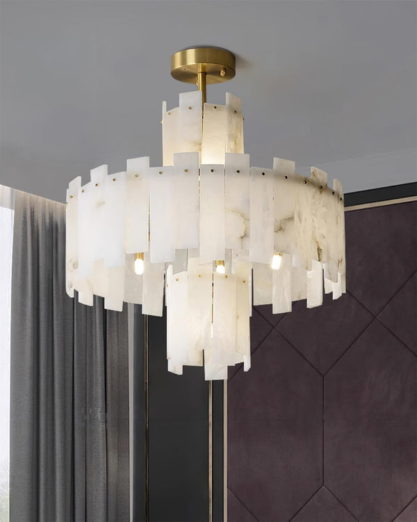 Regina Alabaster Round Chandelier-Arialamps