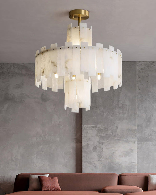 Regina Alabaster Round Chandelier-Arialamps