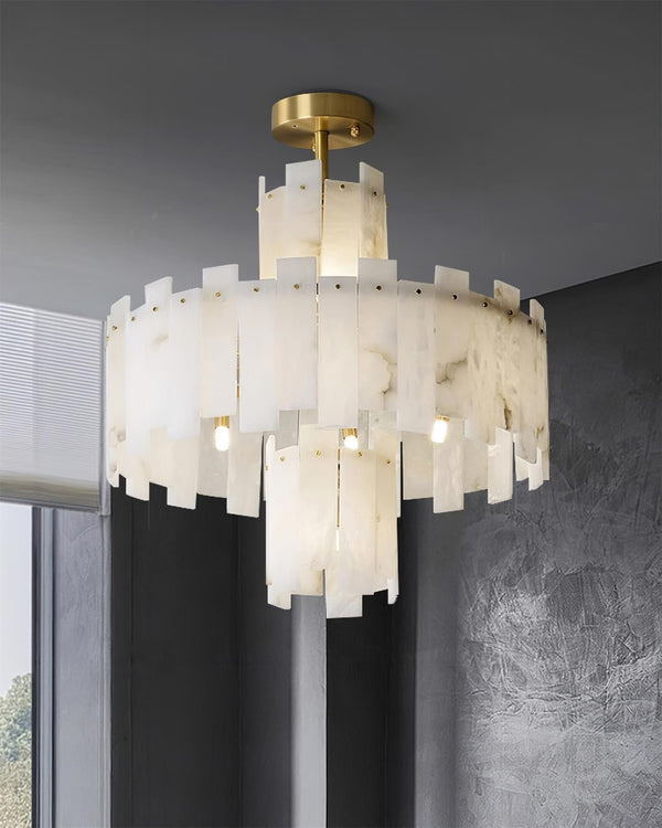 Regina Alabaster Round Chandelier-Arialamps