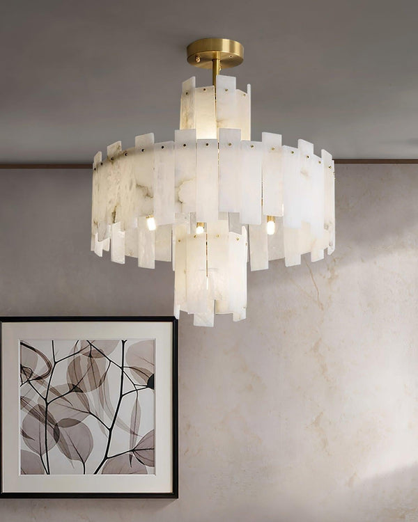 Regina Alabaster Round Chandelier-Arialamps