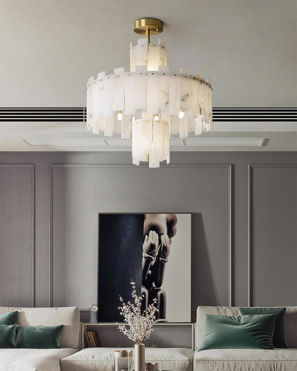 Regina Alabaster Round Chandelier-Arialamps