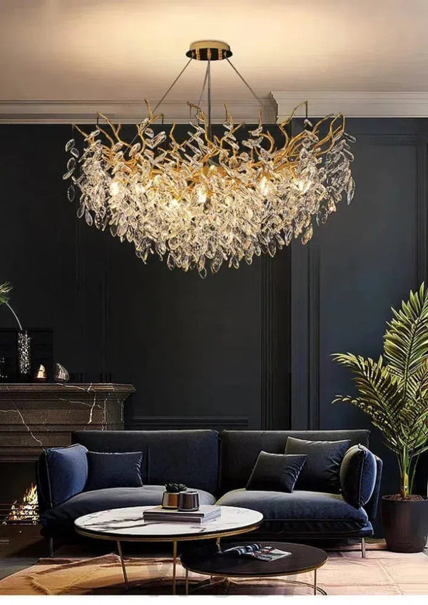 Renata Polyhedral Crystal Branch Chandelier-Branch chandelier-Arialamps
