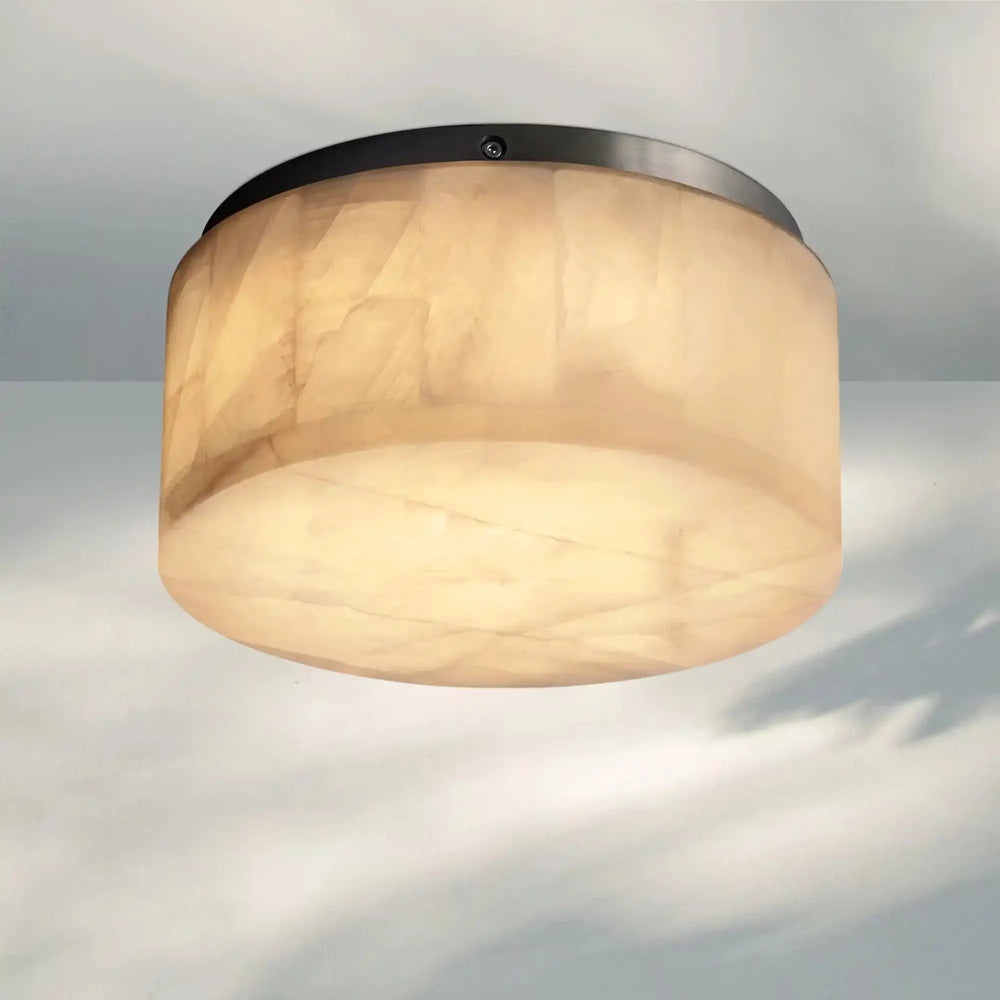 Rivaga Calcite Round Flushmount 6"10"14"-6" Sq-Brass-