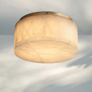 Rivaga Calcite Round Flushmount 6"10"14"-6" Sq-Brass-