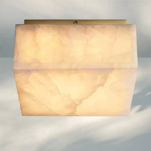 Rivaga Calcite Square Flushmount 6" 10" 14"-10" Sq-Brass-
