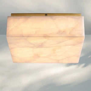 Rivaga Calcite Square Flushmount 6" 10" 14"-14" Sq-Brass-