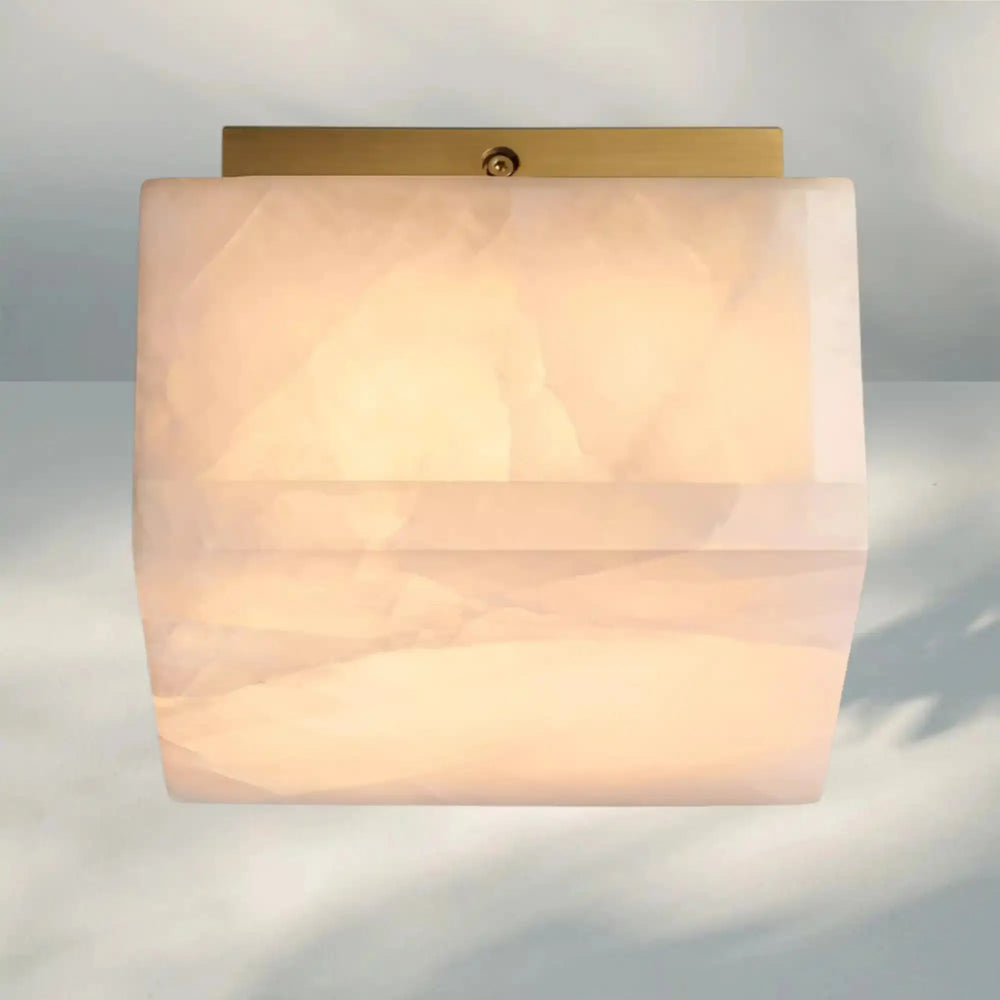 Rivaga Calcite Square Flushmount 6" 10" 14"-6" Sq-Brass-