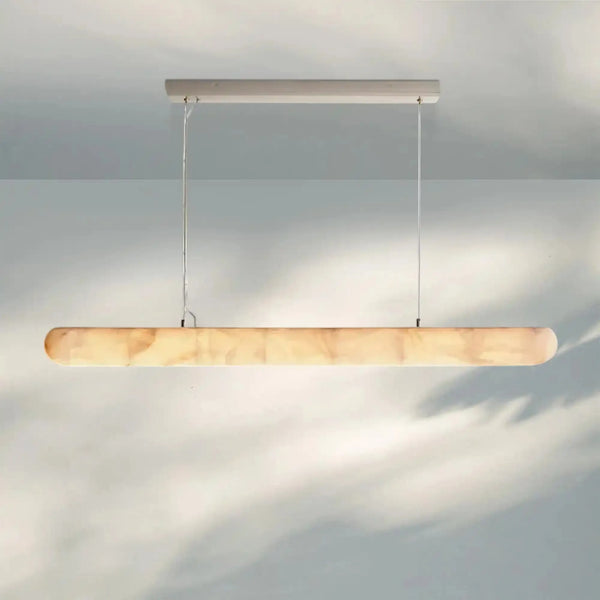 Rivaga Lisse Alabaster Linear Chandelier 60" 80"-60''-Satin Nickel-