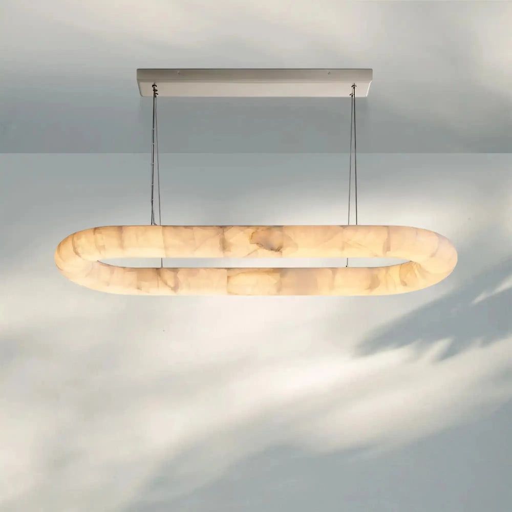 Rivaga Lisse Alabaster Oval Chandelier 57" 74"-57''-Bronze-