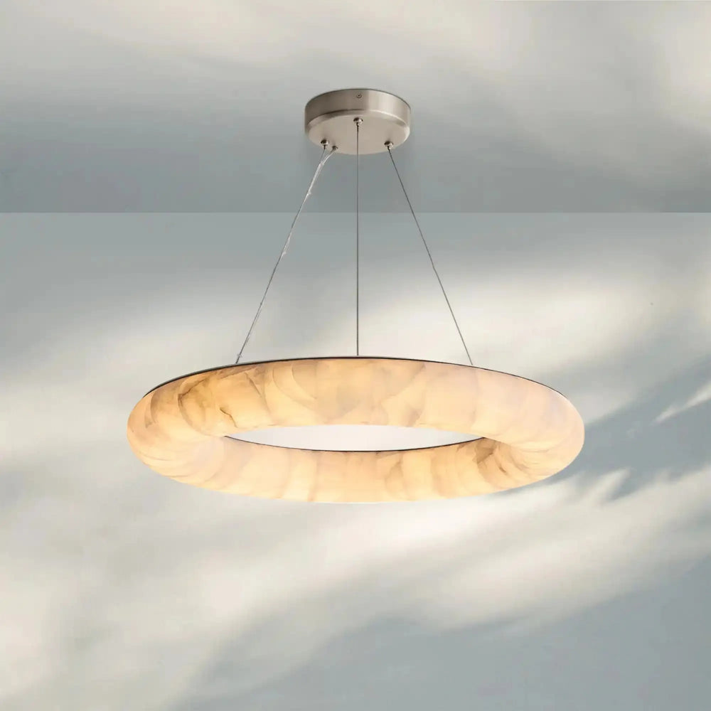 Rivaga Lisse Alabaster Round Chandelier 31" 41" 61"D-31"-Bronze-